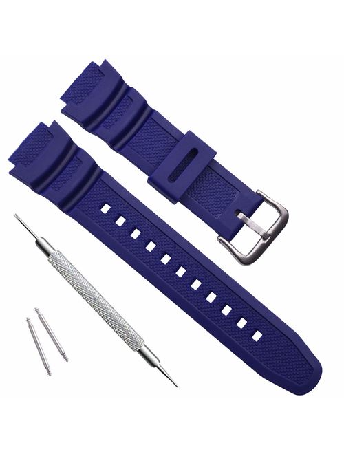 OliBoPo Waterproof Natural Resin Replacement Watch Band for Casio AQ- S800W SGW-300H MRW-200H AE-1200 W-800H W-735H