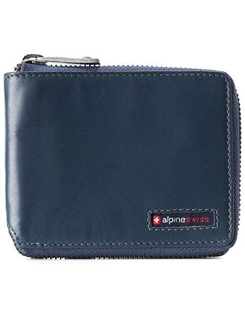 Alpine Swiss Logan Zipper Bifold Wallet For Men or Women RFID Safe