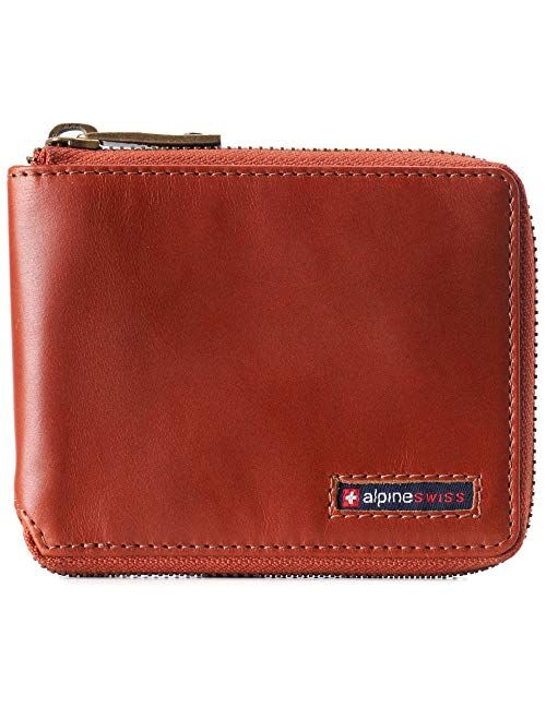 Alpine Swiss Logan Zipper Bifold Wallet For Men or Women RFID Safe