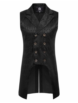 Paul Jones Mens Gothic Steampunk Double Breasted Vest Brocade Waistcoat PJ0081