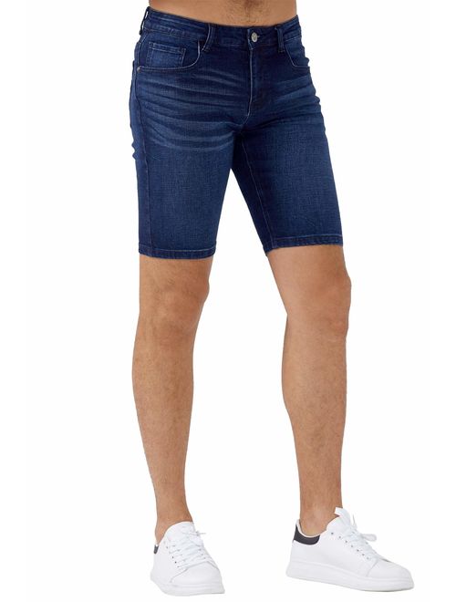 ZLZ Slim Ripped Jean Short for Men, Men's Casual Stretch Slim Fit Denim Short