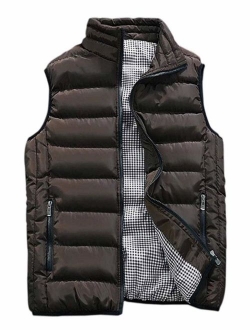 Vcansion Men's Outdoor Casual Stand Collar Padded Vest Coats