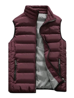 Vcansion Men's Outdoor Casual Stand Collar Padded Vest Coats