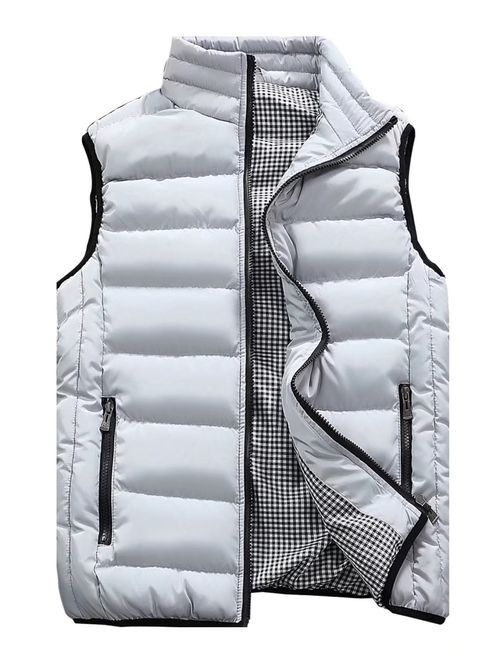 Vcansion Men's Outdoor Casual Stand Collar Padded Vest Coats