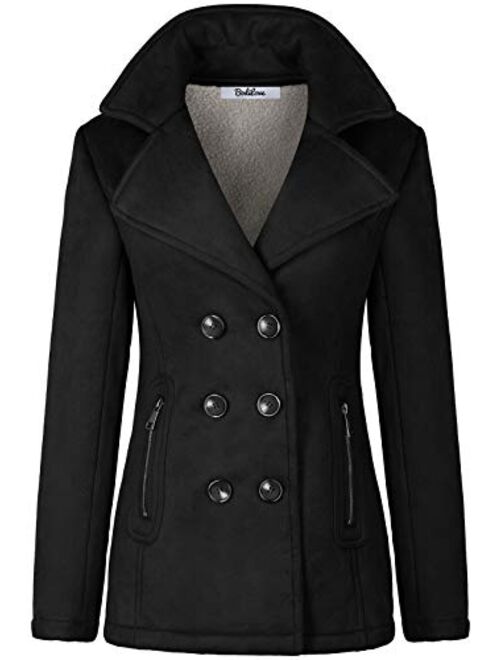 BodiLove Women's Stylish and Warm Peacoat with Sherpa Lining