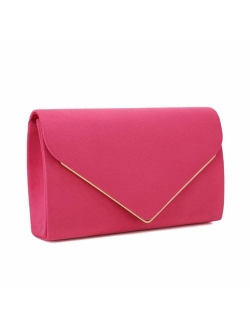 Charming Tailor Faux Suede Clutch Bag Elegant Metal Binding Evening Purse for Wedding/Prom/Black-Tie Events