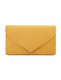 Charming Tailor Faux Suede Clutch Bag Elegant Metal Binding Evening Purse for Wedding/Prom/Black-Tie Events