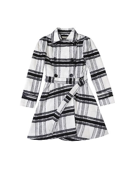 ForeMode Women's Wool Trench Coat Winter Double-Breasted Jacket with Belts