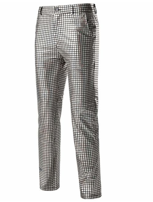 ZEROYAA Mens Night Club Metallic Gold Suit Pants/Straight Leg Trousers