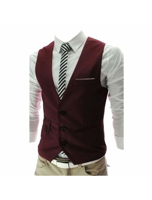 PXS Vest V-Neck Sleeveless Slim Fit Jacket Men Business Waistcoat