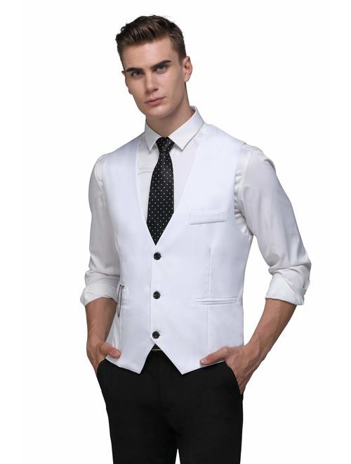 PXS Vest V-Neck Sleeveless Slim Fit Jacket Men Business Waistcoat