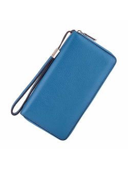 Itslife Women RFID Leather Wristlet Wallets Zip Around Phone Checkbook Card Big Clutch Large Ladies Travel Purse