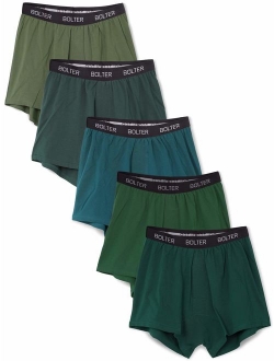 Bolter Men's 5-Pack Cotton Solid Relaxed Fit Stretch Boxers 