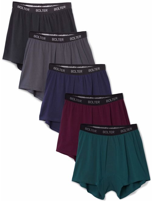 Bolter Men's 5-Pack Cotton Solid Relaxed Fit Stretch Boxers 