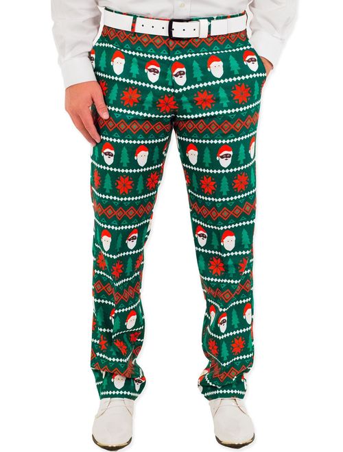 Festified Men's Holiday Santa Equality Christmas Suit Pants in Green