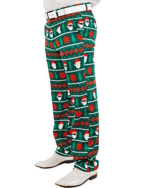 Festified Men's Holiday Santa Equality Christmas Suit Pants in Green