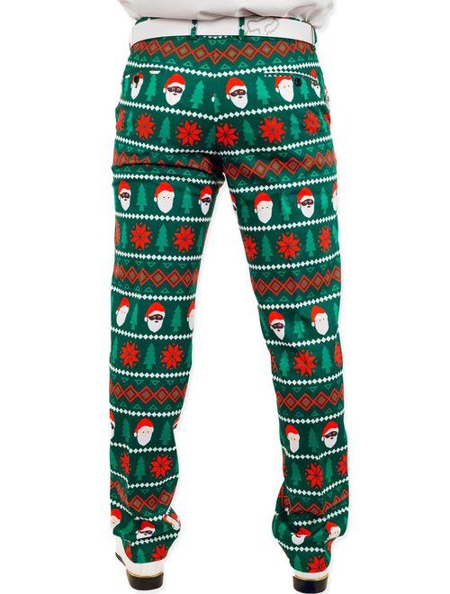 Festified Men's Holiday Santa Equality Christmas Suit Pants in Green