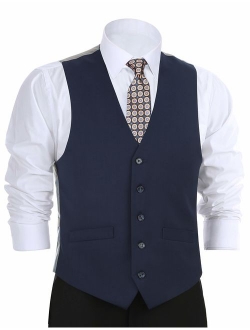 CHAMA Men's Formal Suit Vest Business Vest Dress Vest Waistcoat 5 Button Regular Fit