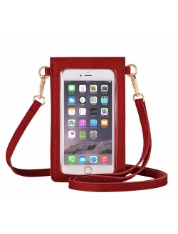 AnsTOP Lightweight Leather Phone Purse, Small Crossbody Bag Mini Cell Phone Pouch Shoulder Bag with 2 Straps for Women