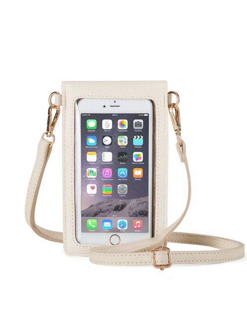 AnsTOP Lightweight Leather Phone Purse, Small Crossbody Bag Mini Cell Phone Pouch Shoulder Bag with 2 Straps for Women