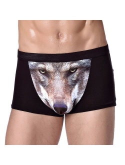 Bestag Mens 3D Wolf Owl Eagle Bulge Pouch Boxer Briefs Underwear