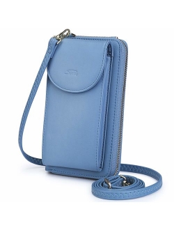 S-ZONE PU Leather RFID Blocking Crossbody Cell Phone Bag for Women Wallet Purse