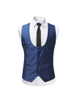 Mens Single Breasted Vest Dress Vest Slim Fit Paisley Printed Prom Formal Suit Vest Waistcoat