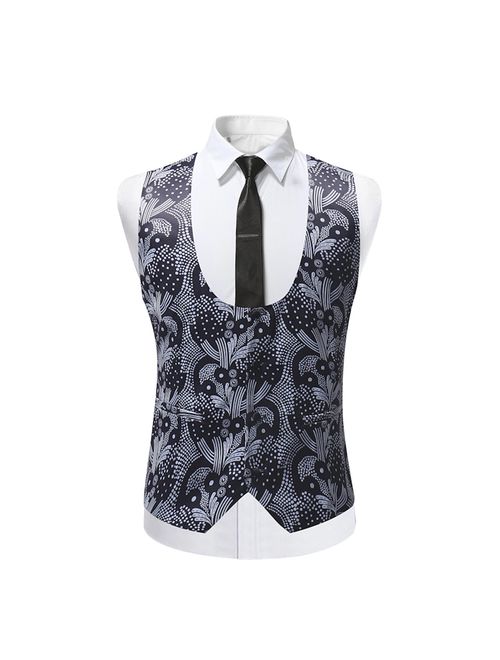 Cloudstyle Mens Single Breasted Vest Dress Vest Slim Fit Paisley Printed Prom Formal Suit Vest Waistcoat