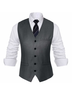 BABEYOND Mens Vintage Suit Vest Business Slim Fit Suit Vest Formal Classic Vest