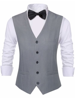 BABEYOND Mens Vintage Suit Vest Business Slim Fit Suit Vest Formal Classic Vest