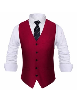 BABEYOND Mens Vintage Suit Vest Business Slim Fit Suit Vest Formal Classic Vest