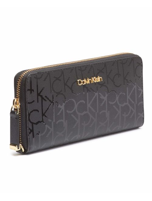 Calvin Klein Key Item Saffiano Continental Zip Around Wallet with Wristlet  Strap