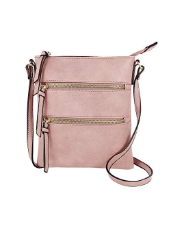 Essential Casual Functional Multi Pocket Double Zipper Crossbody Purse Bag for Women