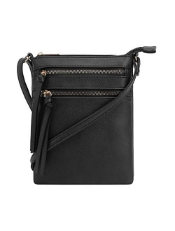 Essential Casual Functional Multi Pocket Double Zipper Crossbody Purse Bag for Women