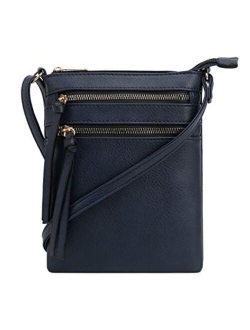 Essential Casual Functional Multi Pocket Double Zipper Crossbody Purse Bag for Women