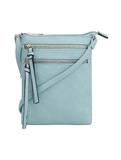 Essential Casual Functional Multi Pocket Double Zipper Crossbody Purse Bag for Women