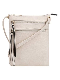 Essential Casual Functional Multi Pocket Double Zipper Crossbody Purse Bag for Women