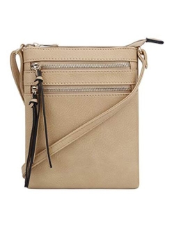 Essential Casual Functional Multi Pocket Double Zipper Crossbody Purse Bag for Women