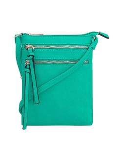 Essential Casual Functional Multi Pocket Double Zipper Crossbody Purse Bag for Women