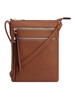 Essential Casual Functional Multi Pocket Double Zipper Crossbody Purse Bag for Women