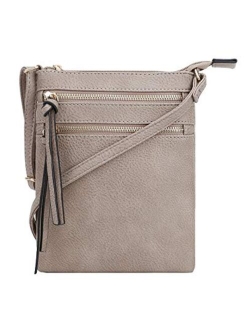 Essential Casual Functional Multi Pocket Double Zipper Crossbody Purse Bag for Women