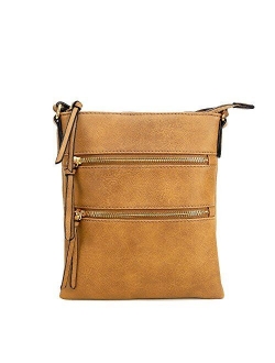 Essential Casual Functional Multi Pocket Double Zipper Crossbody Purse Bag for Women