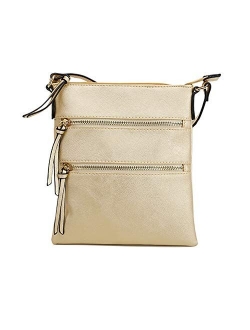 Essential Casual Functional Multi Pocket Double Zipper Crossbody Purse Bag for Women