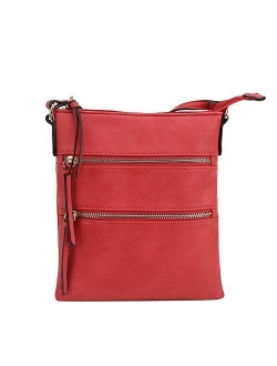 Essential Casual Functional Multi Pocket Double Zipper Crossbody Purse Bag for Women