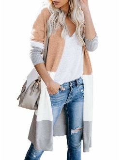 Womens Fashion Open Front Long Sleeve Cardigans Sweater with Pocket