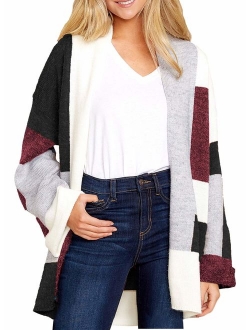 Womens Fashion Open Front Long Sleeve Cardigans Sweater with Pocket