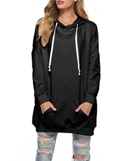 Famulily Womens Oversized Hoodie Extra Long Hooded Tunic Sweatshirt with Pockets