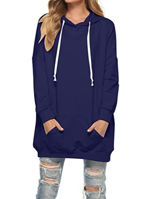 Famulily Womens Oversized Hoodie Extra Long Hooded Tunic Sweatshirt with Pockets