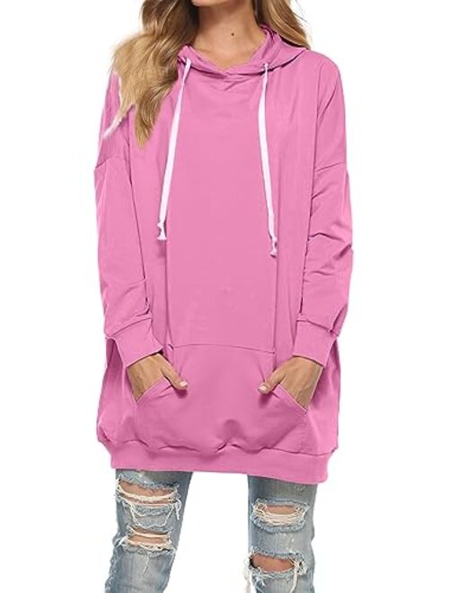 Famulily Womens Oversized Hoodie Extra Long Hooded Tunic Sweatshirt with Pockets