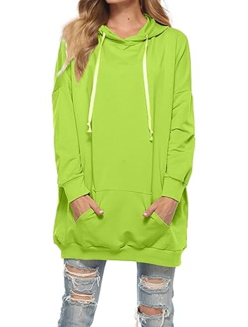 Famulily Womens Oversized Hoodie Extra Long Hooded Tunic Sweatshirt with Pockets